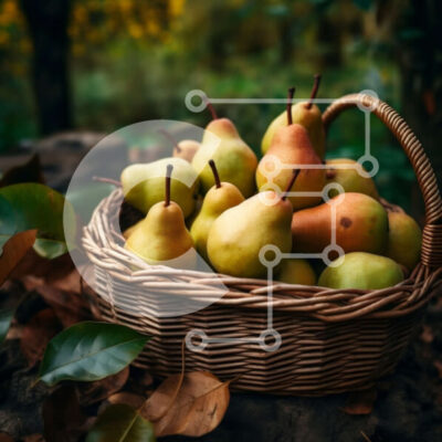 Intra Συλλεκτικό Ξύλινο Παζλ Plywood  4mm - Καλάθι με ώριμα αχλάδια σε μια βραχώδη επιφάνεια Σε Ξύλινο Κουτί - Διαστάσεις: 10x10 cm – 25 κομμάτια - Image 1