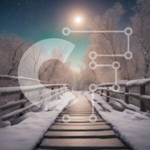 Intra Συλλεκτικό Ξύλινο Παζλ Plywood  4mm - Χιονισμένο μονοπάτι στο δάσος τη νύχτα Σε Ξύλινο Κουτί - Διαστάσεις: 10x10 cm – 25 κομμάτια