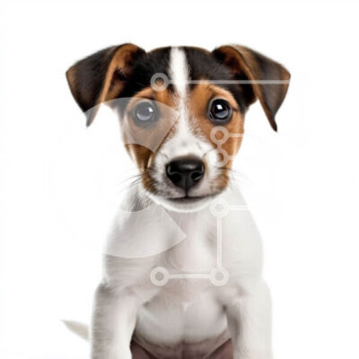 Intra Συλλεκτικό Ξύλινο Παζλ Plywood  4mm - Αξιολάτρευτη εικόνα ενός μικρού καφέ και λευκού σκύλου σε λευκό φόντο Σε Ξύλινο Κουτί - Διαστάσεις: 10x10 cm – 25 κομμάτια - Image 1