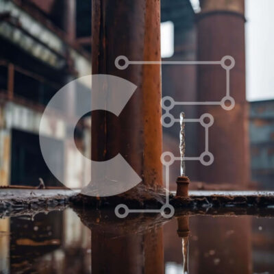 Intra Συλλεκτικό Ξύλινο Παζλ Plywood 4mm - Βιομηχανική βρύση νερού και σκουριασμένες μεταλλικές κολώνες Σε Ξύλινο Κουτί - Διαστάσεις Puzzle: 10x10 cm – 25 κομμάτια - Image 1