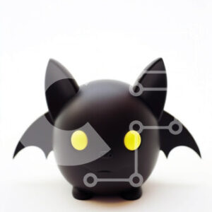 Intra Συλλεκτικό Ξύλινο Παζλ Plywood  4mm - Σκοτεινό και μυστηριώδες ειδώλιο μαύρης νυχτερίδας σε λευκό φόντο Σε Ξύλινο Κουτί - Διαστάσεις: 10x10 cm – 25 κομμάτια