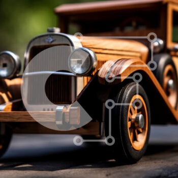 Intra Συλλεκτικό Ξύλινο Παζλ Plywood  4mm - Vintage Ξύλινο Παιχνίδι Αυτοκίνητο με Τέσσερις Τροχούς και Ανοιχτή Πόρτα Σε Ξύλινο Κουτί - Διαστάσεις: 10x10 cm – 25 κομμάτια - Image 1