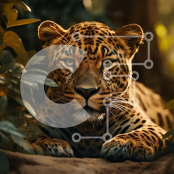 Intra Συλλεκτικό Ξύλινο Παζλ Plywood  4mm - Άγρια λεοπάρδαλη στην πυκνή ζούγκλα Σε Ξύλινο Κουτί - Διαστάσεις: 10x10 cm – 25 κομμάτια - Image 1