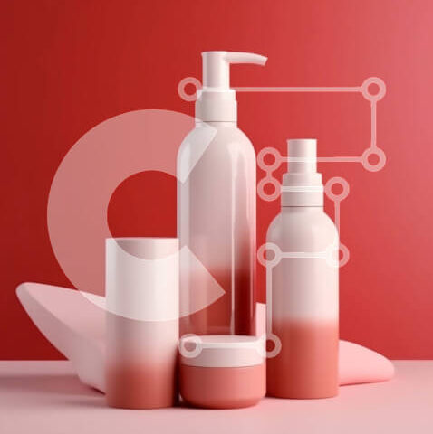 Intra Συλλεκτικό Ξύλινο Παζλ Plywood  4mm - Κομψά λευκά και ροζ προϊόντα περιποίησης σε ζωηρό κόκκινο φόντο Σε Ξύλινο Κουτί - Διαστάσεις Puzzle: 10x10 cm – 25 κομμάτια - Image 1