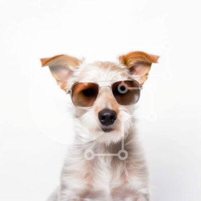 Intra Συλλεκτικό Ξύλινο Παζλ Plywood  4mm - Αξιολάτρευτη εικόνα ενός μικρού σκύλου που φοράει γυαλιά ηλίου Σε Ξύλινο Κουτί - Διαστάσεις: 10x10 cm – 25 κομμάτια - Image 1