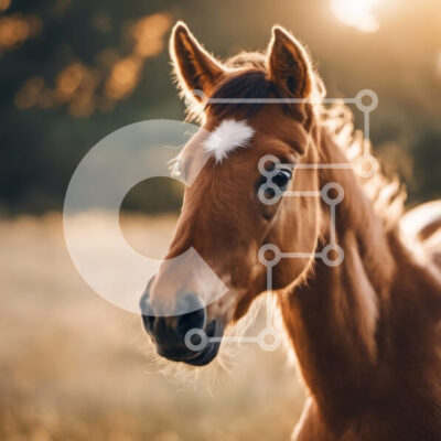 Intra Συλλεκτικό Ξύλινο Παζλ Plywood  4mm - Καφέ άλογο που στέκεται στο χωράφι με το ηλιοβασίλεμα Σε Ξύλινο Κουτί - Διαστάσεις: 10x10 cm – 25 κομμάτια - Image 1