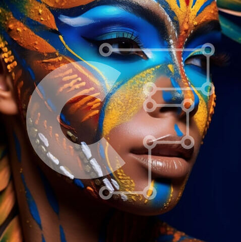 Intra Συλλεκτικό Ξύλινο Παζλ Plywood 4mm - Πολύχρωμη ζωγραφική προσώπου πουλιών σε μια όμορφη γυναίκα Σε Ξύλινο Κουτί - Διαστάσεις Puzzle: 10x10 cm – 25 κομμάτια - Image 1