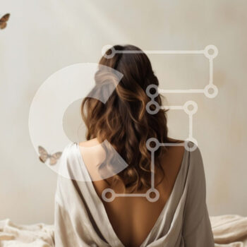 Intra Συλλεκτικό Ξύλινο Παζλ Plywood  4mm - Γυναίκα με λευκό φόρεμα κάθεται σε ένα κρεβάτι με πεταλούδες Σε Ξύλινο Κουτί - Διαστάσεις Puzzle: 10x10 cm – 25 κομμάτια - Image 1