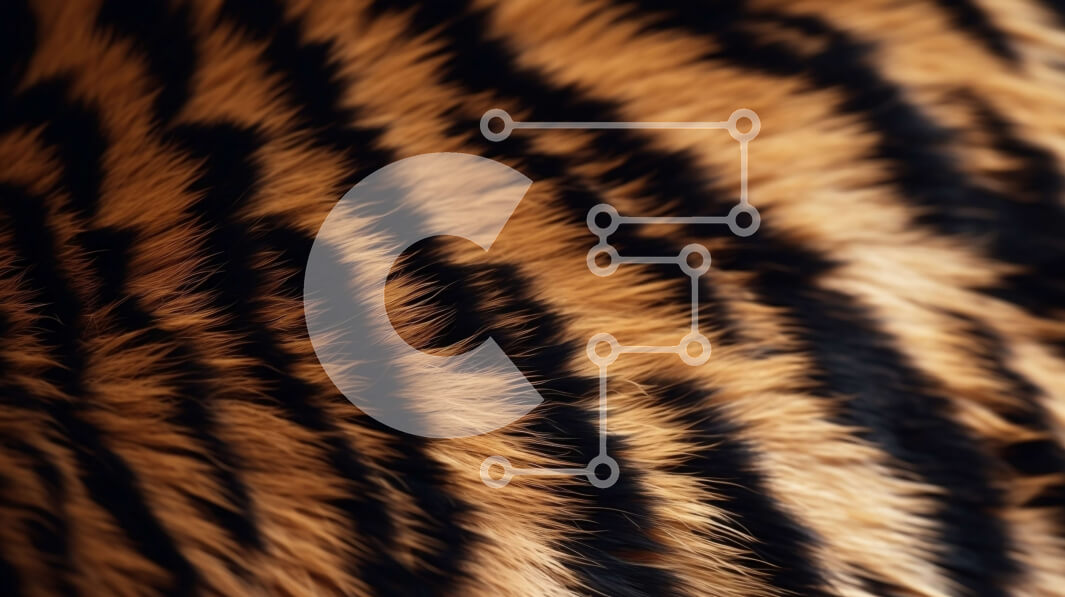 Intra Συλλεκτικό Ξύλινο Παζλ Plywood  4mm - Κοντινό πλάνο της γούνας τίγρης σε σκούρο καφέ και μαύρο Σε Ξύλινο Κουτί - Διαστάσεις: 10x10 cm – 25 κομμάτια