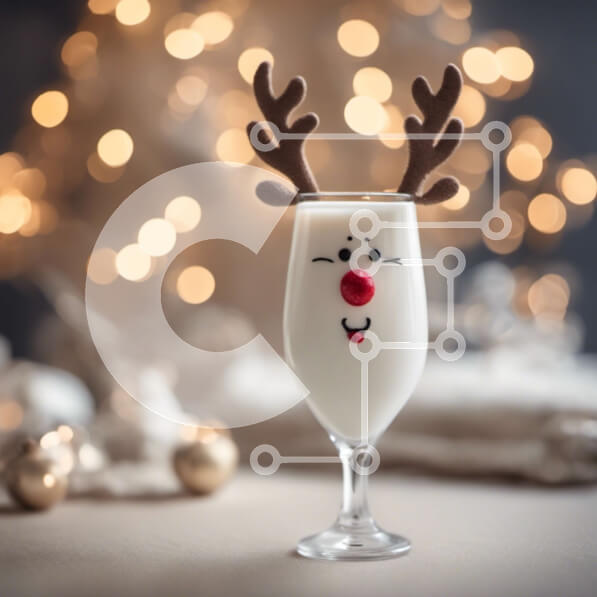 Intra Συλλεκτικό Ξύλινο Παζλ Plywood  4mm - Εορταστικό ποτήρι γάλακτος με κέρατα ταράνδου και εορταστικά στολίδια Σε Ξύλινο Κουτί - Διαστάσεις Puzzle: 10x10 cm – 25 κομμάτια