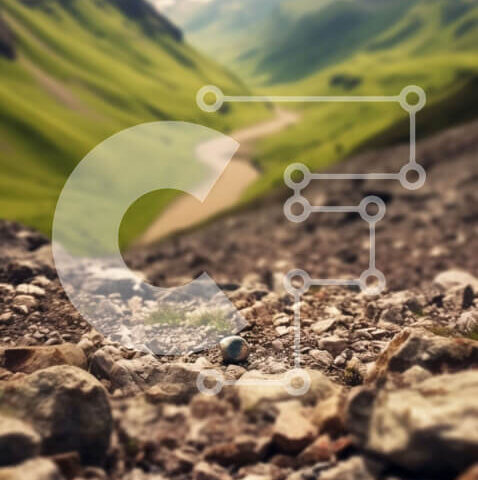 Intra Συλλεκτικό Ξύλινο Παζλ Plywood  4mm - Καταπράσινη ορεινή κοιλάδα με καθαρό ποτάμι και χιονισμένα βουνά Σε Ξύλινο Κουτί - Διαστάσεις Puzzle: 10x10 cm – 25 κομμάτια - Image 1