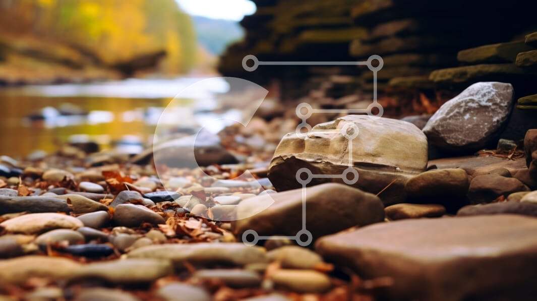 Intra Συλλεκτικό Ξύλινο Παζλ Plywood  4mm - Φθινοπωρινό τοπίο: Βραχώδης όχθη ποταμού με πολύχρωμο φύλλωμα Σε Ξύλινο Κουτί - Διαστάσεις: 10x10 cm – 25 κομμάτια