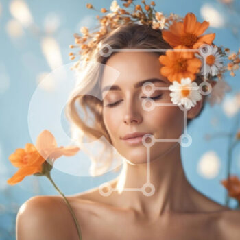 Intra Συλλεκτικό Ξύλινο Παζλ Plywood  4mm - Ομορφιά και μόδα - νεαρή γυναίκα με στέμμα λουλουδιών Σε Ξύλινο Κουτί - Διαστάσεις Puzzle: 10x10 cm – 25 κομμάτια - Image 1