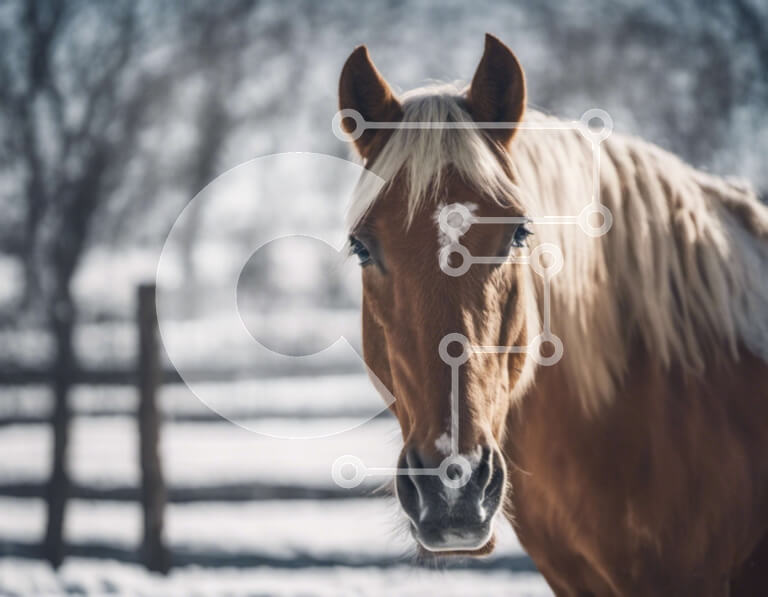 Intra Συλλεκτικό Ξύλινο Παζλ Plywood  4mm - Καφέ άλογο που στέκεται στο χιόνι Σε Ξύλινο Κουτί - Διαστάσεις: 10x10 cm – 25 κομμάτια