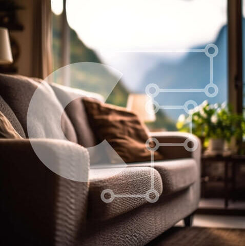 Intra Συλλεκτικό Ξύλινο Παζλ Plywood  4mm - Εκπληκτικό σαλόνι με θέα στην οροσειρά Σε Ξύλινο Κουτί - Διαστάσεις Puzzle: 10x10 cm – 25 κομμάτια - Image 1