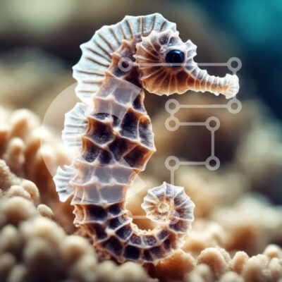 Intra Συλλεκτικό Ξύλινο Παζλ Plywood  4mm - Ιππόκαμπος σε κοραλλιογενή ύφαλο Σε Ξύλινο Κουτί - Διαστάσεις: 10x10 cm – 25 κομμάτια - Image 1