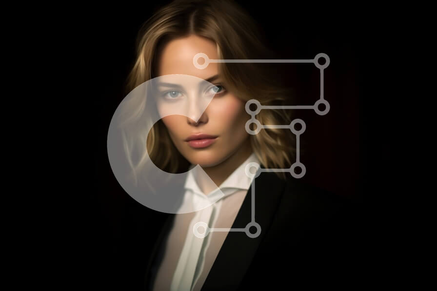 Intra Συλλεκτικό Ξύλινο Παζλ Plywood  4mm - Επαγγελματικό πορτρέτο μιας γυναίκας με μαύρο κοστούμι και λευκό πουκάμισο Σε Ξύλινο Κουτί - Διαστάσεις Puzzle: 10x10 cm – 25 κομμάτια