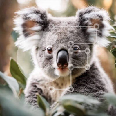 Intra Συλλεκτικό Ξύλινο Παζλ Plywood  4mm - Κοντινό πλάνο του προσώπου μιας αρκούδας κοάλα Σε Ξύλινο Κουτί - Διαστάσεις: 10x10 cm – 25 κομμάτια - Image 1