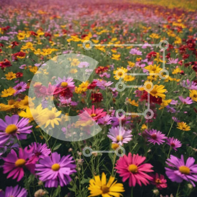 Intra Συλλεκτικό Ξύλινο Παζλ Plywood  4mm - Πολύχρωμο αγριολούλουδο σε πλήρη άνθιση Σε Ξύλινο Κουτί - Διαστάσεις: 10x10 cm – 25 κομμάτια - Image 1