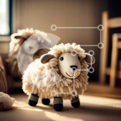 Intra Συλλεκτικό Ξύλινο Παζλ Plywood  4mm - Αξιολάτρευτη εικόνα με γεμιστά πρόβατα παιχνίδια σε ξύλινο πάτωμα Σε Ξύλινο Κουτί - Διαστάσεις: 10x10 cm – 25 κομμάτια - Image 1