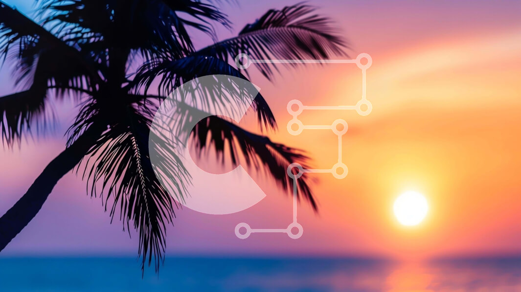 Intra Συλλεκτικό Ξύλινο Παζλ Plywood  4mm - Ειδυλλιακό ηλιοβασίλεμα με σιλουέτες φοίνικες στην παραλία Σε Ξύλινο Κουτί - Διαστάσεις: 10x10 cm – 25 κομμάτια