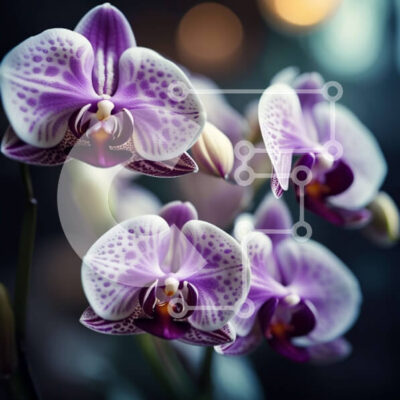 Intra Συλλεκτικό Ξύλινο Παζλ Plywood  4mm - Όμορφη κινηματογράφηση σε πρώτο πλάνο μιας λευκής και μοβ ορχιδέας Σε Ξύλινο Κουτί - Διαστάσεις: 10x10 cm – 25 κομμάτια - Image 1