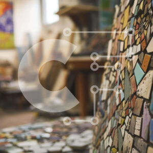 Intra Συλλεκτικό Ξύλινο Παζλ Plywood  4mm - Πολύχρωμο μωσαϊκό τοίχου σε Art Studio Σε Ξύλινο Κουτί - Διαστάσεις Puzzle: 10x10 cm – 25 κομμάτια