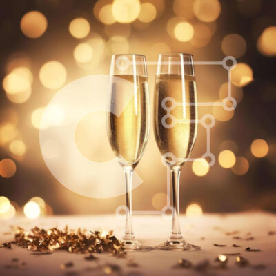 Intra Συλλεκτικό Ξύλινο Παζλ Plywood 4mm - Γιορτή με φλάουτα σαμπάνιας και κομφετί Σε Ξύλινο Κουτί - Διαστάσεις: 10x10 cm – 25 κομμάτια - Image 1