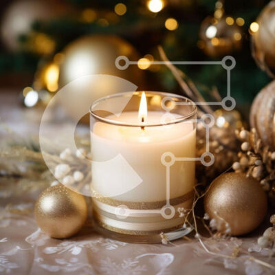 Intra Συλλεκτικό Ξύλινο Παζλ Plywood  4mm - Αναμμένο κερί με χρυσά στολίδια και χριστουγεννιάτικες μπάλες Σε Ξύλινο Κουτί - Διαστάσεις: 10x10 cm – 25 κομμάτια - Image 1