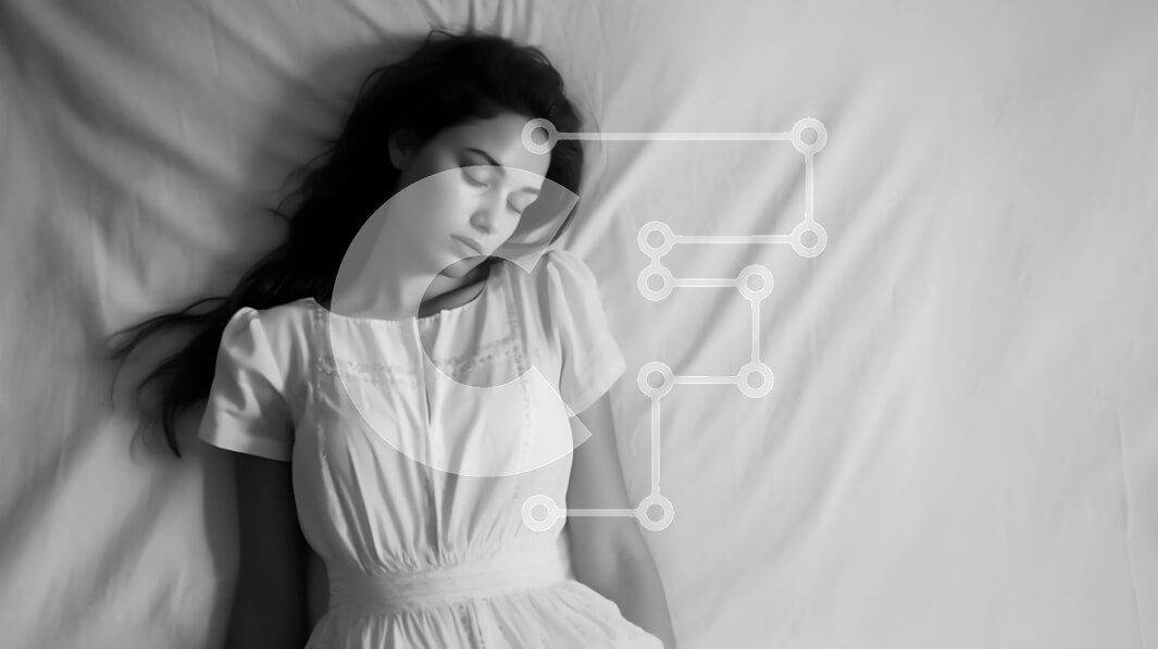 Intra Συλλεκτικό Ξύλινο Παζλ Plywood  4mm - Χαλαρωτικό στυλ: Γυναίκα με λευκό φόρεμα στο κρεβάτι Σε Ξύλινο Κουτί - Διαστάσεις Puzzle: 10x10 cm – 25 κομμάτια