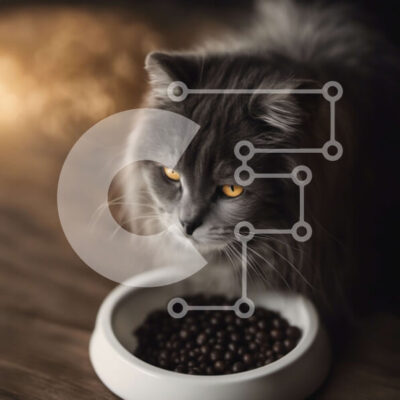 Intra Συλλεκτικό Ξύλινο Παζλ Plywood  4mm - Γκρίζα γάτα που τρώει τροφή για γάτες από ένα μπολ σε ένα ξύλινο τραπέζι Σε Ξύλινο Κουτί - Διαστάσεις: 10x10 cm – 25 κομμάτια - Image 1