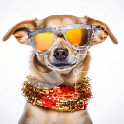 Intra Συλλεκτικό Ξύλινο Παζλ Plywood  4mm - Cool σκυλί με γυαλιά ηλίου και πολύχρωμο κασκόλ Σε Ξύλινο Κουτί - Διαστάσεις: 10x10 cm – 25 κομμάτια - Image 1