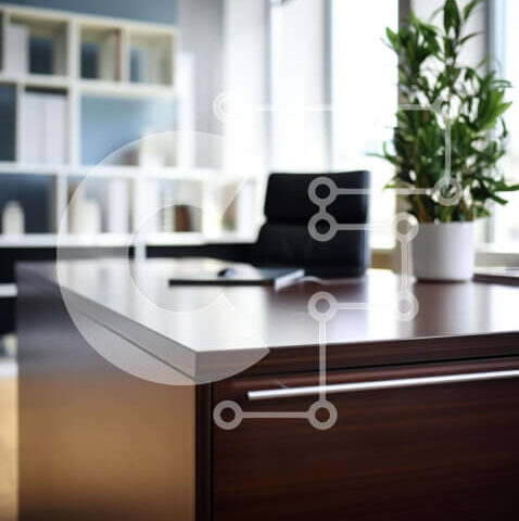 Intra Συλλεκτικό Ξύλινο Παζλ Plywood 4mm - Ξύλινο γραφείο σε χώρο γραφείου με φυτά σε γλάστρα και ράφια Σε Ξύλινο Κουτί - Διαστάσεις Puzzle: 10x10 cm – 25 κομμάτια - Image 1