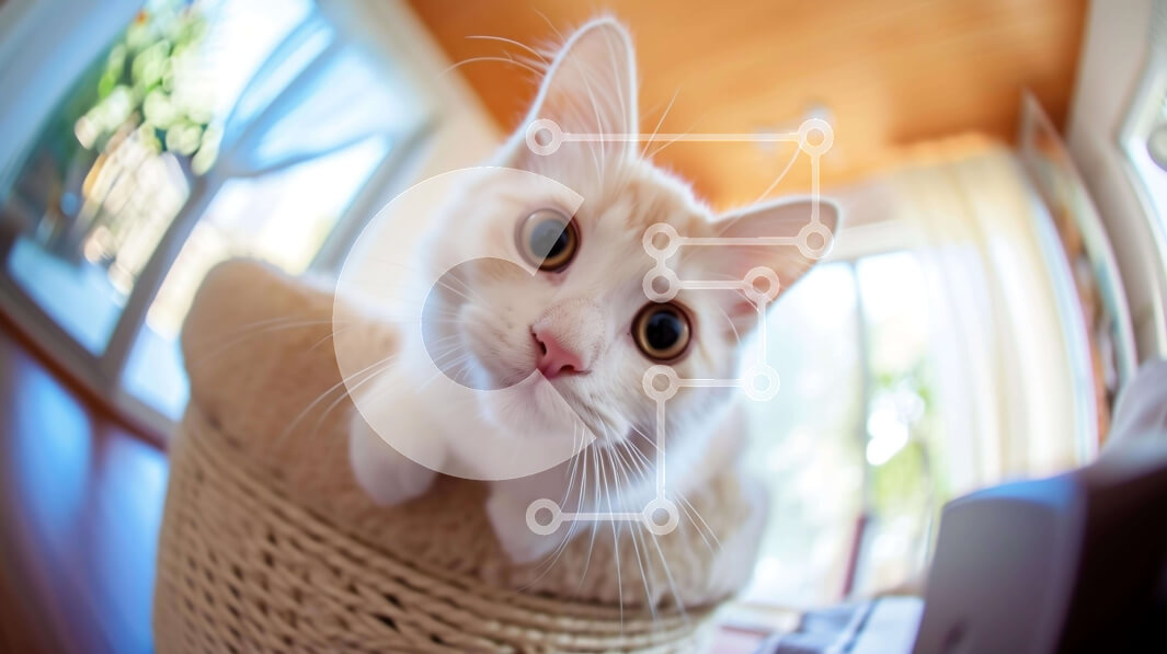 Intra Συλλεκτικό Ξύλινο Παζλ Plywood  4mm - Λευκή γάτα κάθεται σε ανάποδο καλάθι και κοιτάζει ψηλά Σε Ξύλινο Κουτί - Διαστάσεις: 10x10 cm – 25 κομμάτια