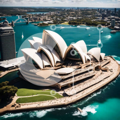 Intra Συλλεκτικό Ξύλινο Παζλ Plywood  4mm - Εναέρια άποψη της Όπερας του Σίδνεϊ στην Αυστραλία Σε Ξύλινο Κουτί - Διαστάσεις Puzzle: 10x10 cm – 25 κομμάτια - Image 1