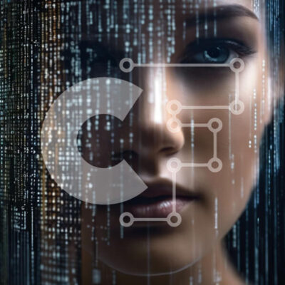 Intra Συλλεκτικό Ξύλινο Παζλ Plywood  4mm - Γυναικείο πρόσωπο καλυμμένο με δυαδικό κώδικα - έννοια τεχνητής νοημοσύνης Σε Ξύλινο Κουτί - Διαστάσεις Puzzle: 10x10 cm – 25 κομμάτια - Image 1