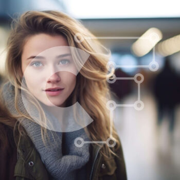 Intra Συλλεκτικό Ξύλινο Παζλ Plywood  4mm - Νεαρή γυναίκα στο αεροδρόμιο ή το σιδηροδρομικό σταθμό Σε Ξύλινο Κουτί - Διαστάσεις Puzzle: 10x10 cm – 25 κομμάτια - Image 1