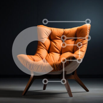 Intra Συλλεκτικό Ξύλινο Παζλ Plywood  4mm - Μοντέρνα Πορτοκαλί Πολυθρόνα με Ξύλινο Σκελετό και Δερμάτινη Ταπετσαρία Σε Ξύλινο Κουτί - Διαστάσεις Puzzle: 10x10 cm – 25 κομμάτια - Image 1