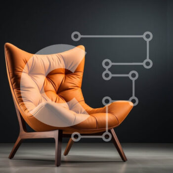 Intra Συλλεκτικό Ξύλινο Παζλ Plywood  4mm - Μοντέρνα πορτοκαλί δερμάτινη πολυθρόνα με ξύλινο σκελετό και πόδια Σε Ξύλινο Κουτί - Διαστάσεις Puzzle: 10x10 cm – 25 κομμάτια - Image 1