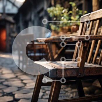 Intra Συλλεκτικό Ξύλινο Παζλ Plywood  4mm - Ξύλινη καρέκλα στη λιθόστρωτη οδό σε ένα σοκάκι Σε Ξύλινο Κουτί - Διαστάσεις Puzzle: 10x10 cm – 25 κομμάτια - Image 1