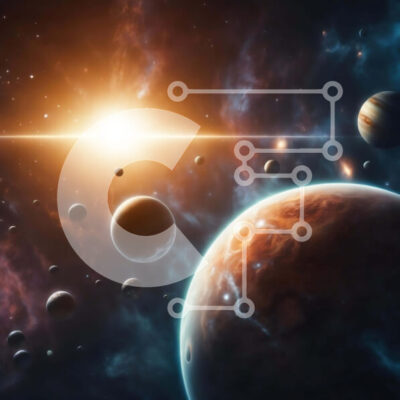 Intra Συλλεκτικό Ξύλινο Παζλ Plywood  4mm - Ηλιακό Σύστημα με Εξωγήινο Διαστημόπλοιο Σε Ξύλινο Κουτί - Διαστάσεις Puzzle: 10x10 cm – 25 κομμάτια - Image 1