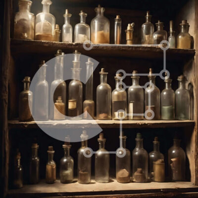 Intra Συλλεκτικό Ξύλινο Παζλ Plywood 4mm - Vintage γυάλινα μπουκάλια σε ξύλινο ράφι Σε Ξύλινο Κουτί - Διαστάσεις Puzzle: 10x10 cm – 25 κομμάτια - Image 1