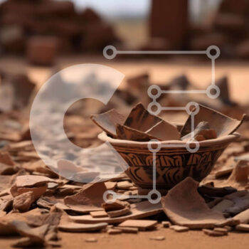 Intra Συλλεκτικό Ξύλινο Παζλ Plywood  4mm - Αρχαιολογικό Κεραμικό Κύπελλο και Θραύσματα Κεραμικής Σε Ξύλινο Κουτί - Διαστάσεις Puzzle: 10x10 cm – 25 κομμάτια - Image 1