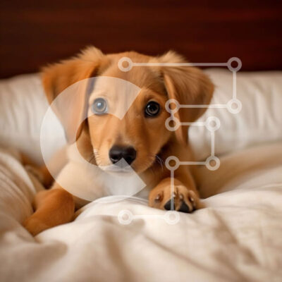 Intra Συλλεκτικό Ξύλινο Παζλ Plywood  4mm - Αξιολάτρευτη εικόνα ενός καφέ σκύλου σε ένα κρεβάτι με λευκά σεντόνια Σε Ξύλινο Κουτί - Διαστάσεις: 10x10 cm – 25 κομμάτια - Image 1