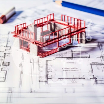 Intra Συλλεκτικό Ξύλινο Παζλ Plywood  4mm - Μικρό κόκκινο μοντέλο κτιρίου σε αρχιτεκτονικά σχέδια Σε Ξύλινο Κουτί - Διαστάσεις Puzzle: 10x10 cm – 25 κομμάτια - Image 1