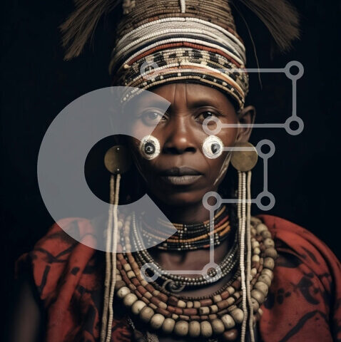 Intra Συλλεκτικό Ξύλινο Παζλ Plywood  4mm - Όμορφη εικόνα μιας γυναίκας Maasai με παραδοσιακά ρούχα και κοσμήματα Σε Ξύλινο Κουτί - Διαστάσεις Puzzle: 10x10 cm – 25 κομμάτια - Image 1