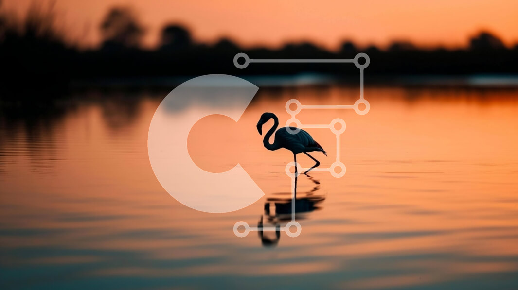 Intra Συλλεκτικό Ξύλινο Παζλ Plywood  4mm - Φλαμίνγκο που στέκεται στο νερό στο ηλιοβασίλεμα Σε Ξύλινο Κουτί - Διαστάσεις: 10x10 cm – 25 κομμάτια