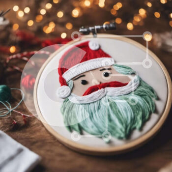 Intra Συλλεκτικό Ξύλινο Παζλ Plywood  4mm - Τσέρκι κεντήματος Άγιου Βασίλη σε ξύλινο τραπέζι Σε Ξύλινο Κουτί - Διαστάσεις Puzzle: 10x10 cm – 25 κομμάτια - Image 1