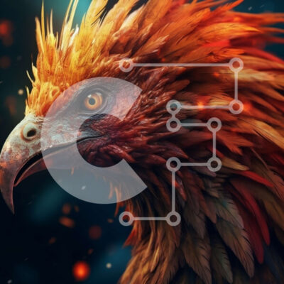 Intra Συλλεκτικό Ξύλινο Παζλ Plywood  4mm - Κοντινό πλάνο πουλί με έντονο βλέμμα με κόκκινα και πορτοκαλί φτερά Σε Ξύλινο Κουτί - Διαστάσεις: 10x10 cm – 25 κομμάτια - Image 1