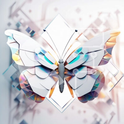 Intra Συλλεκτικό Ξύλινο Παζλ Plywood  4mm - Ζωντανό και μοναδικό σχέδιο πεταλούδας σε γκρι φόντο Σε Ξύλινο Κουτί - Διαστάσεις: 10x10 cm – 25 κομμάτια - Image 1